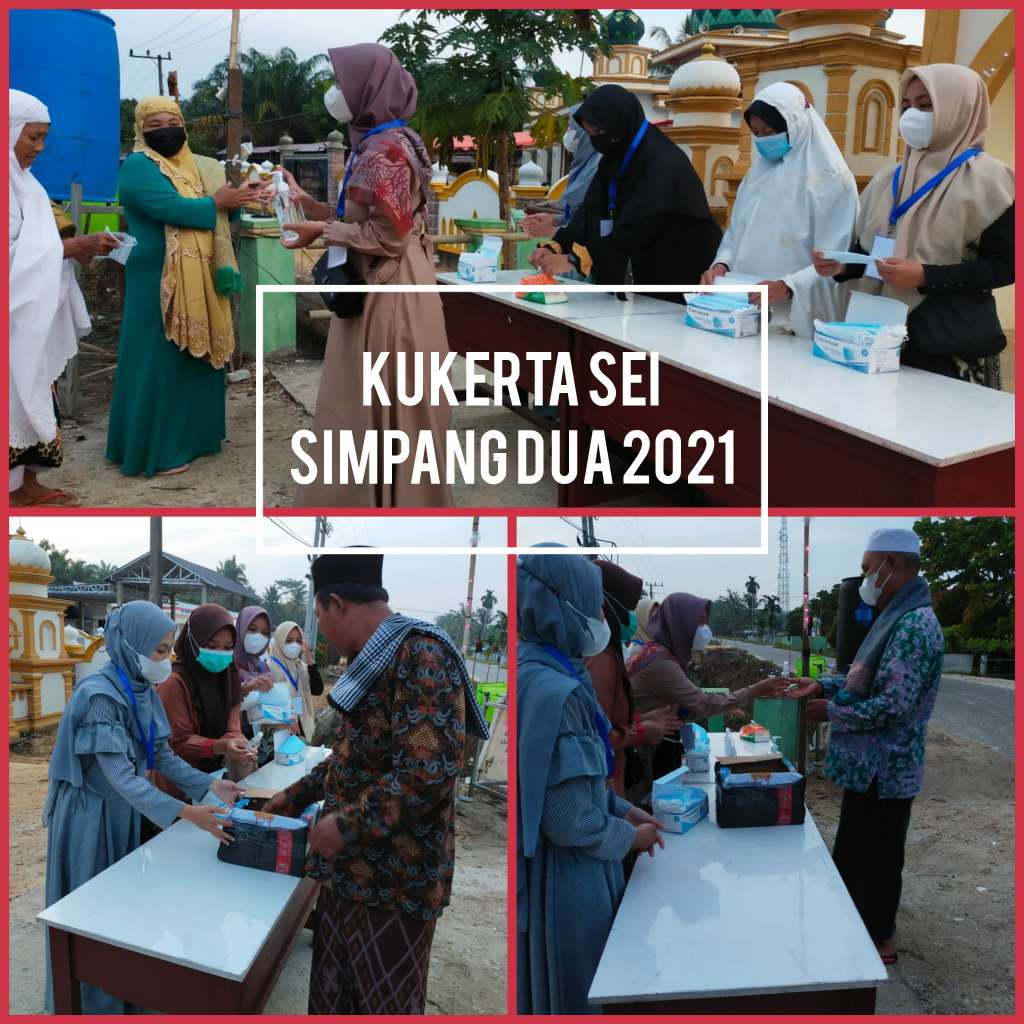 Sambut solat Idul Adha, Mahasiswa Kukerta UR Bagikan Handsanitizer dan Masker di desa Sungai Simpang