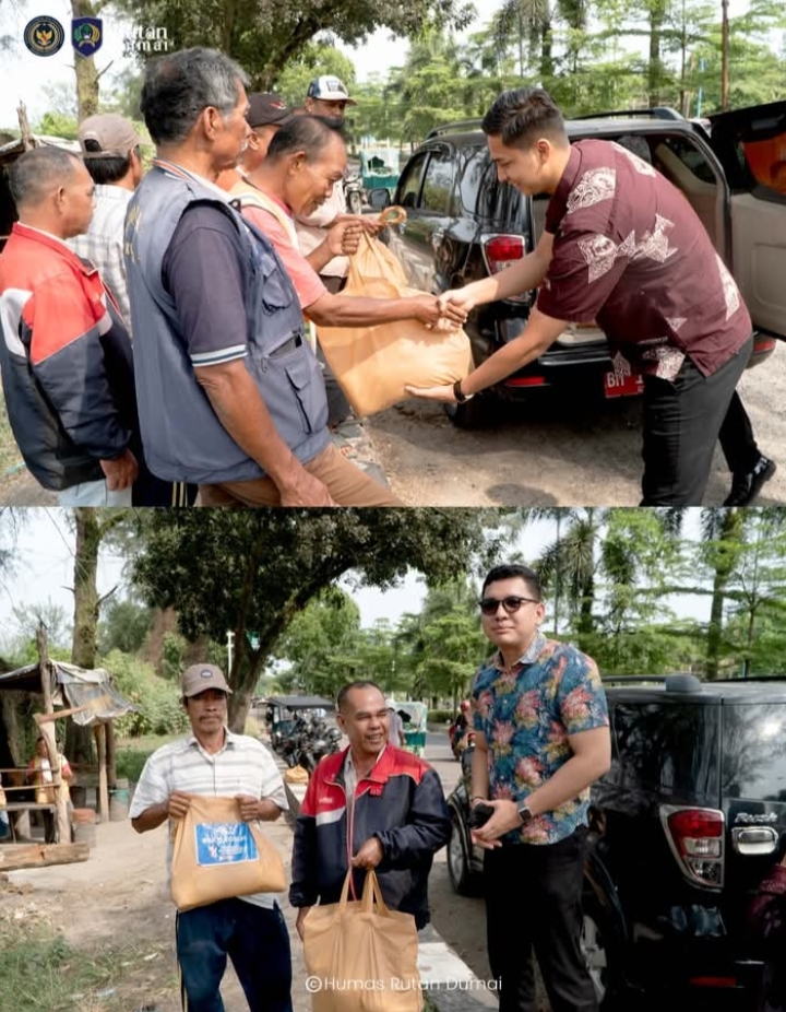 Wujud Kepedulian Sosial, Rutan Dumai Bagikan Bantuan kepada Tukang Ojek