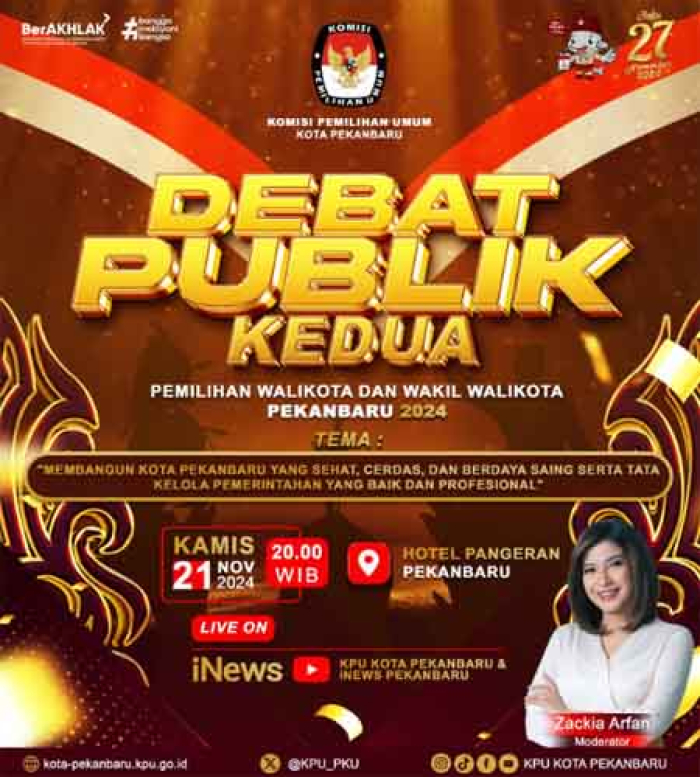 KPU Pekanbaru Kembali Gelar Debat Publik Kedua, Lima Paslon Siap Ikut Bertanding