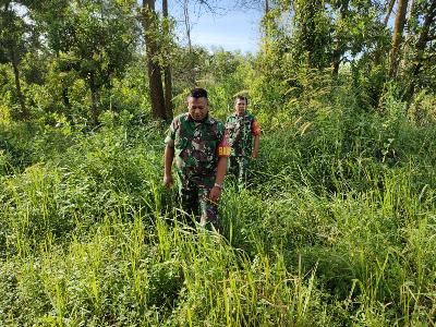Babinsa Koramil 03/Mandau Sisir Semak Belukar Yang Rawan Api