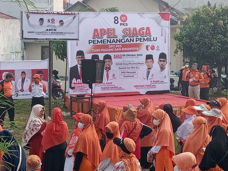 DPC PKS Binawidya dan Tuah Madani Gelar Apel Siaga Pemenangan Pemilu 2024