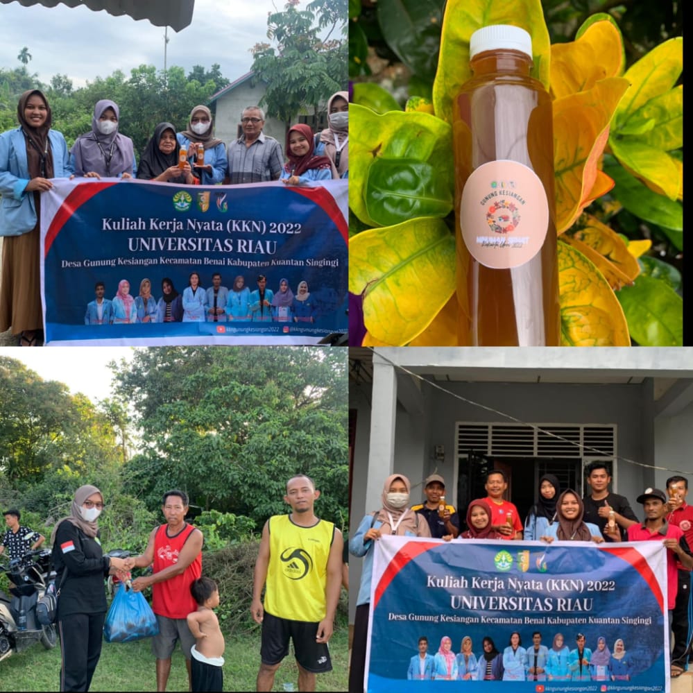 Pembagian Minuman Sehat Gratis Kepada Masyarakat Oleh Kukerta UNRI Gunung Kesiangan 2022