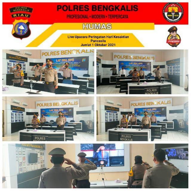 Polres Bengkalis Ikuti Upacara Hari Kesaktian Pancasila 1 Oktober 2021 Dengan Sederhana dan Hikmat