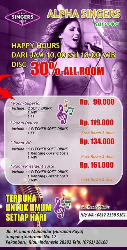 Promo Banjir Alpha Singer Karaoke, Diskon 30% ALL Room