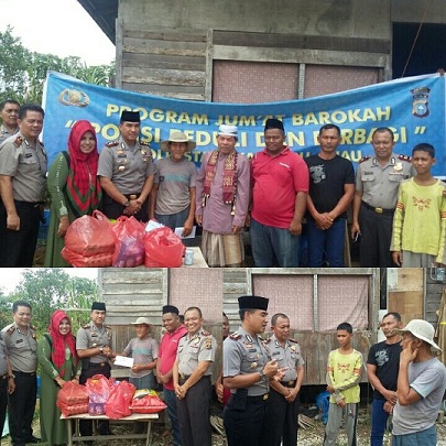 Jum'at Barokah, Wakapolresta Pekanbaru Bersama Ketua LBP2AR Sambangi Petani Tua