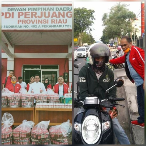 Cegah Covid -19, PDI Perjuangan Provinsi Riau Bagikan Ribuan Jamu dan Hand Sanitizer Kepada Masyarak