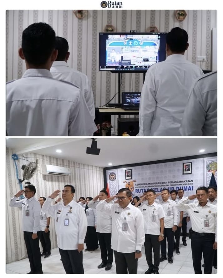 Rutan Dumai Ikuti Apel Pegawai dan Halal Bihalal Idul Fitri 1446 H bersama Kemenko Bidang Hukum, HAM