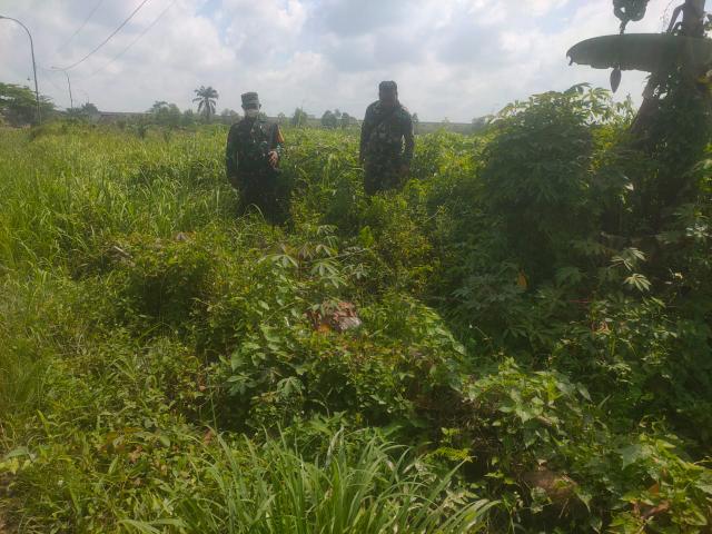 Babinsa Koramil 03/Mandau Lakukan Pencegahan Karhutla di Semak Belukar Rawan Api