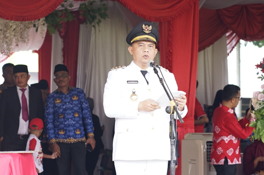 Detik-detik Proklamasi HUT Kemerdekaan RI Ke-78, Bupati Labuhanbatu Bertindak Sebagai Inspektur Upac