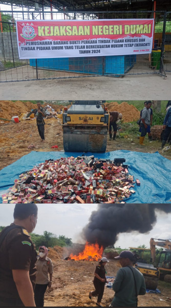 Kejaksaan Negeri Dumai Gelar Pemusnahan Barang Bukti Yang Telah Berkekuatan Hukum Tetap (INKRACHT).