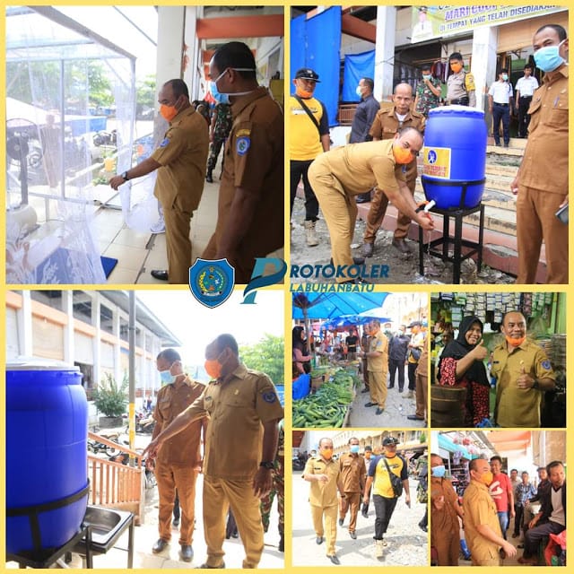 Bupati Labuhanbatu Tinjau Bilik Steril dan Bangunan Cuci Tangan di Pasar Glugur Rantauprapat