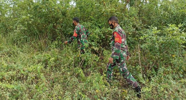 Cegah Karhutla,, TNI Koramil 03/Mandau Telusuri Lahan dan Hutan Rawan Api