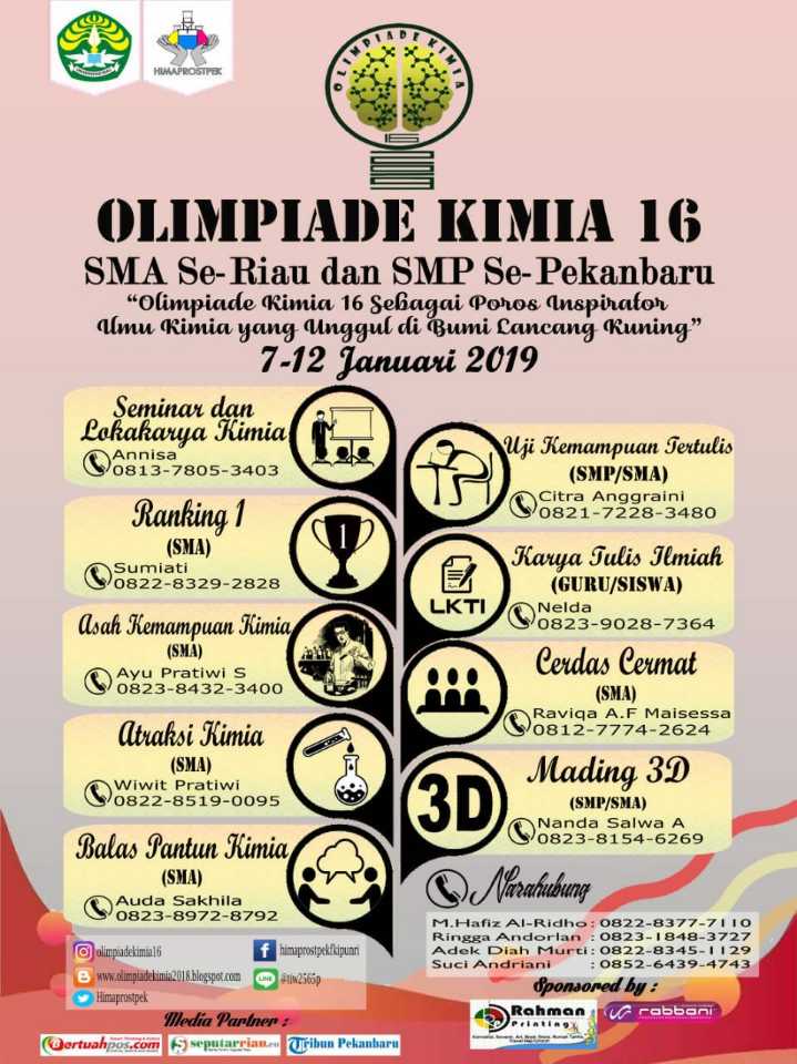 HIMAPROSTPEK UNRI Kembali Gelar Perhelatan Olimpiade Kimia