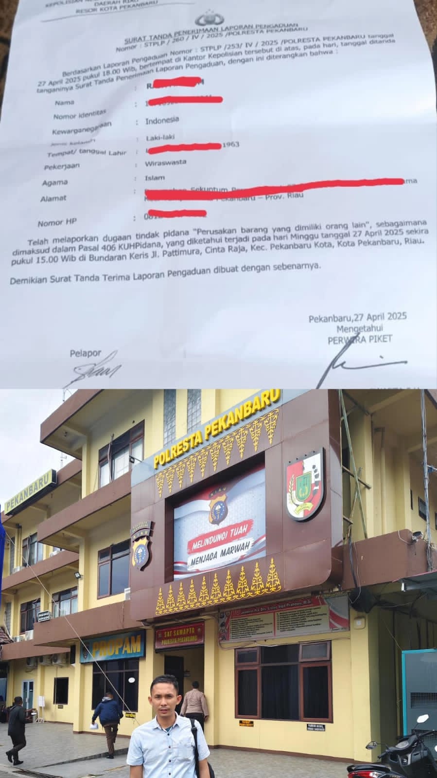 Terkait Dugaan Premanisme RN,  Kuasa Hukum RM Afriadi Andika Minta Polres Pekanbaru Tegas