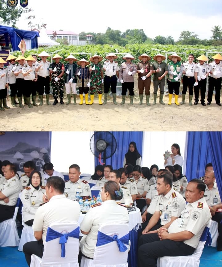 Dukung Ketahanan Pangan Nasional, Rutan Dumai Panen Pakcoy, Kangkung, dan Lele