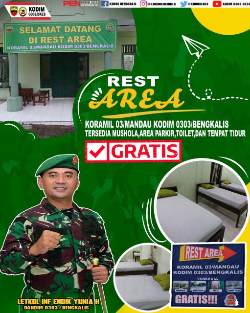 Demi Kelancaran Pemudik,,Kodim 0303 Bengkalis Siapkan Rest Area Bagi Pemudik