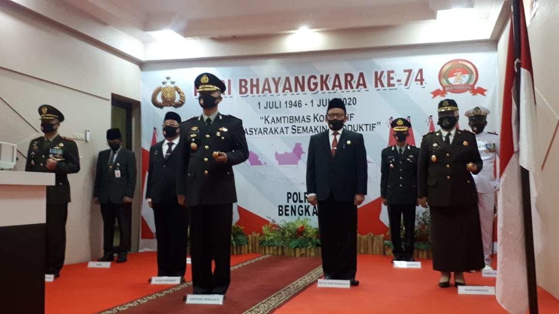 Sambut Hari Bhayangkara ke 74 Secara Virtual Polres Bengkalis Gelar Upacara di Gedung Catur Prasetya