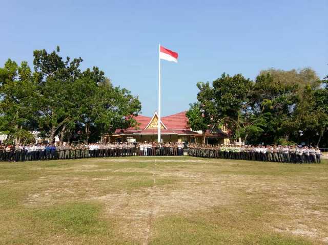 Kapolres Kampar Pimpin Apel Gelar Pasukan Ops Ketupat Muara Takus 2018