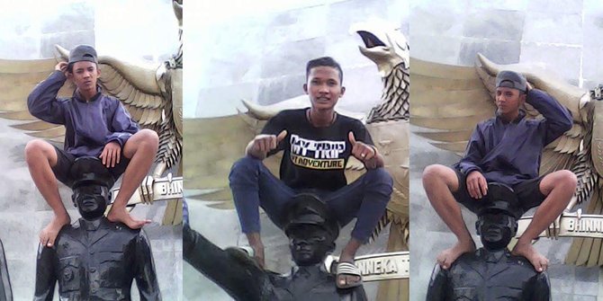 Sungguh Memalukan, Anak Alay Ini Panjat Patung Pahlawan Demi Foto Selfie