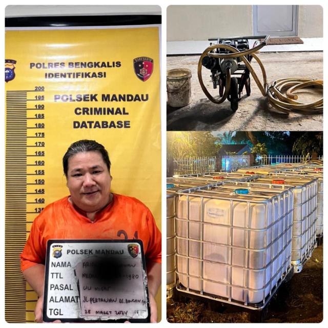 Team Opsnal Polsek Mandau Gerebek Penimbunan BBM Bersubsidi