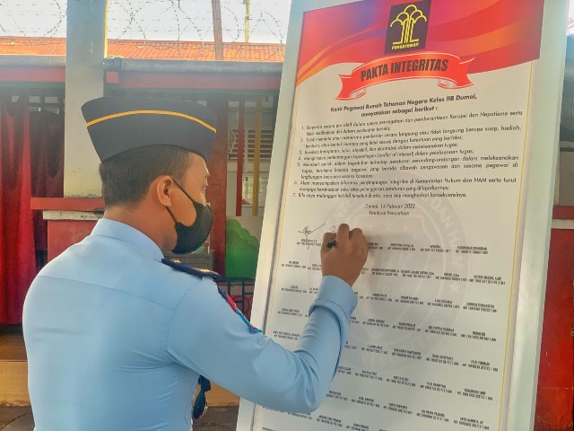 Minta Komitmen  Petugas , Rutan Kelas II B Dumai Gelar Deklarasi Janji Kinerja.