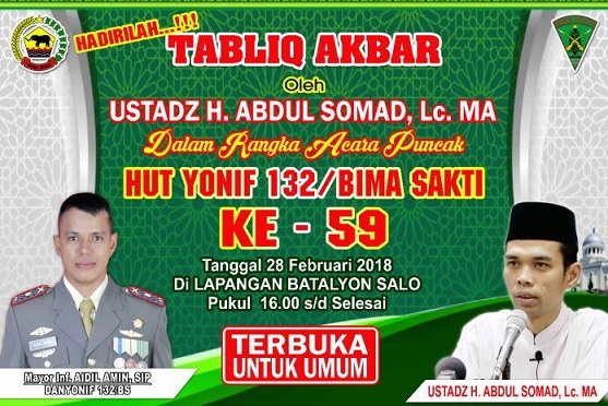 Tabliqh Akbar UAS Meriahkan Puncak HUT Batalyon 132 BS