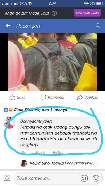 Tak Terima Aksi Dihina, Mahasiswa Unilak Akan Laporkan Akun FB DS