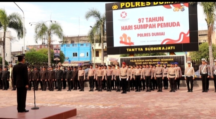 Semangat Persatuan Warnai Upacara Peringatan Hari Sumpah Pemuda ke-97 di Polres Dumai