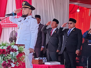 Peringatan HUT RI Ke 80 Tahun, Camat Bathin Solapan Bertindak Sebagai Inspektur Upacara