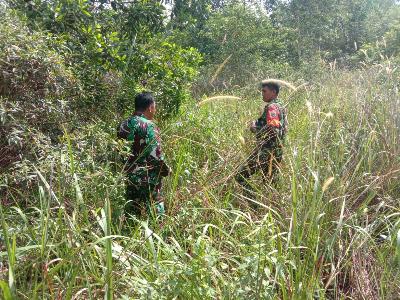Babinsa 03/Mandau, Lakukan Penanganan Karhutla di Wilayah Pos Ramil Batsol
