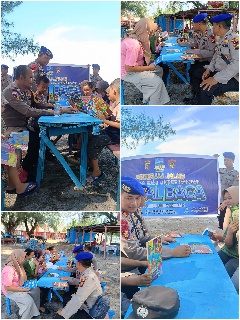 Polres Bengkalis Hadirkan Kapal Baca Untuk Anak Pesisir dI Teluk Rhu