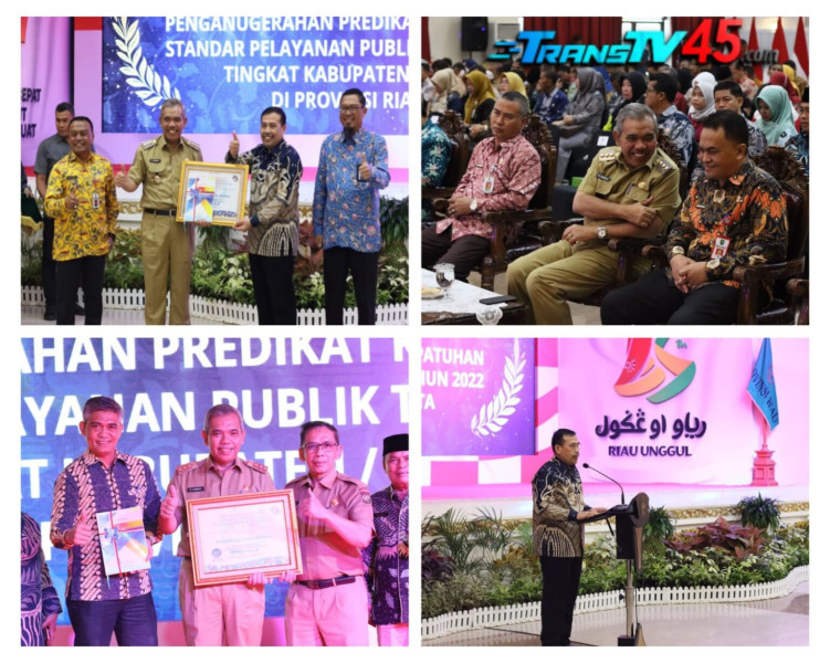 Pj Bupati Kampar Terima Penghargaan Predikat Kepatuhan Standar Pelayanan Publik 2022 Dari Ombudsman