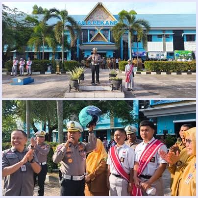 Dirlantas Polda Riau Sukses Gelar  Kegiatan Police Goes to School di SMAN 8 Pekanbaru