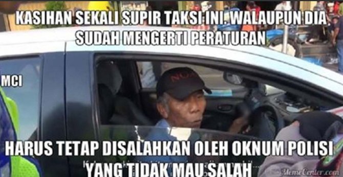 Muncul Meme Polisi yang Menilang Supir Taksi Lagi Berhenri