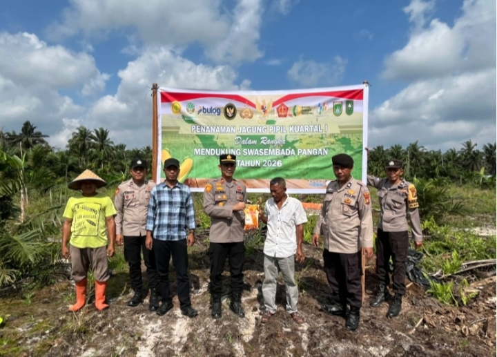 Polsek Bukit Kapur Tanam Jagung Pipil Dukung Swasembada Pangan 2026