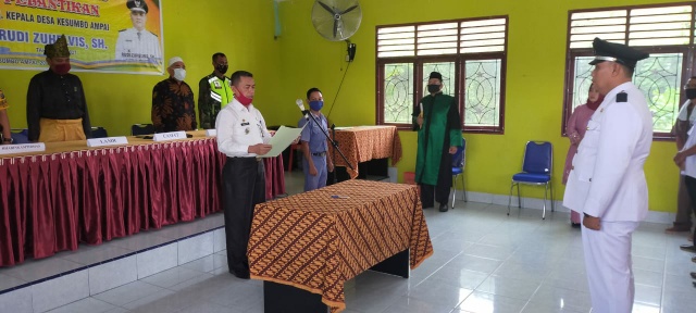 Rudi Zuhelvis SH, Resmi Dilantik Untuk Yang Kedua Kali Menjabat Sebagai Pj Kades Kesumbo Ampai.