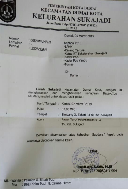 Kelurahan Sukajadi Dumai Esok Gelar Pawai STQ