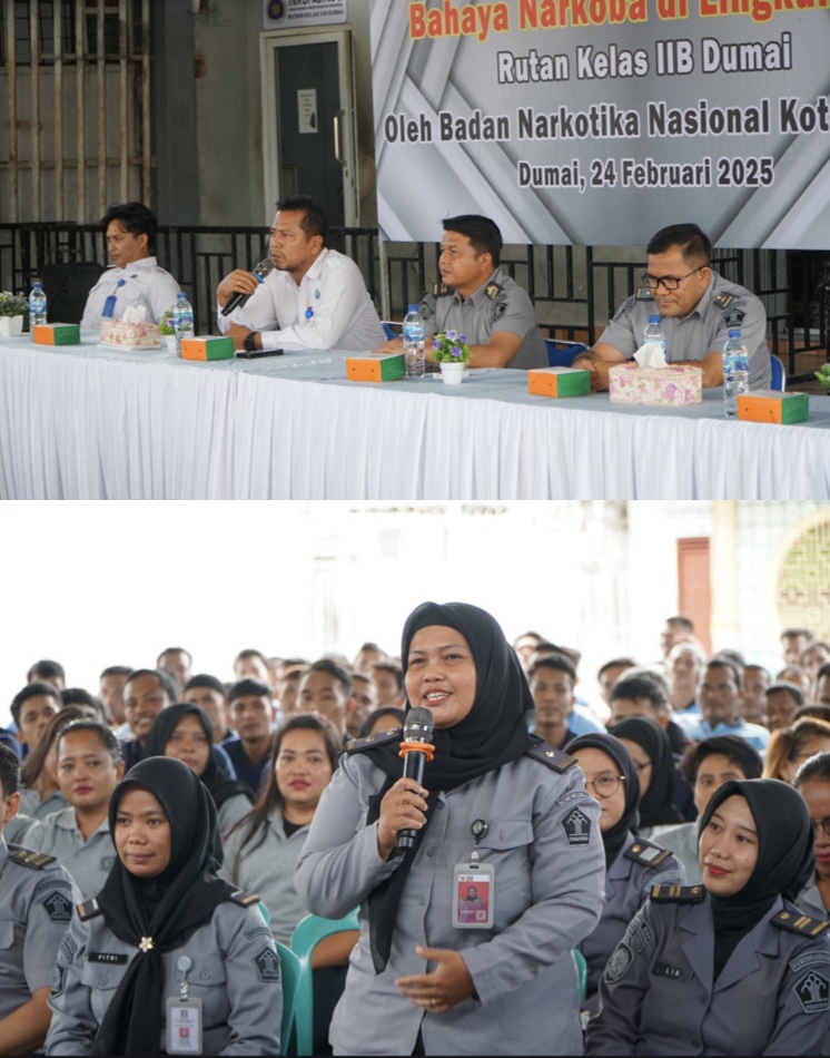 Gandeng BNNK Dumai, Rutan Dumai Berikan Penyuluhan Bahaya Narkoba Terhadap Petugas dan Warga Binaan.