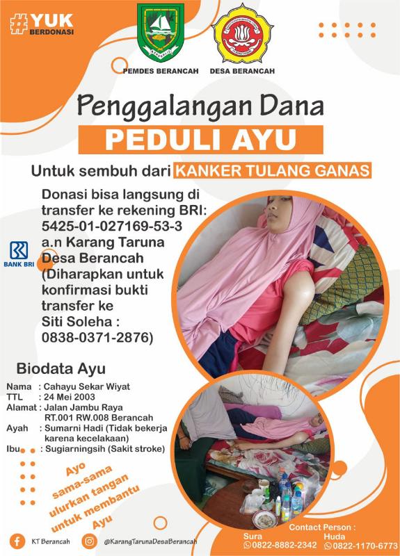 Peduli Ayu,, Pengidap Kanker Tulang di Lengan Bahu Butuh Donasi