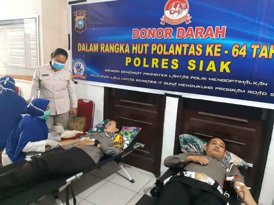 Meriahkan HUT Polantas ke 64. Satlantas Polres Siak Gelar Donor Darah