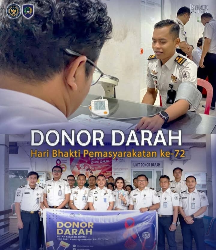 Donor Darah Warnai Peringatan Hari Bakti Pemasyarakatan ke-62 di Rutan Dumai