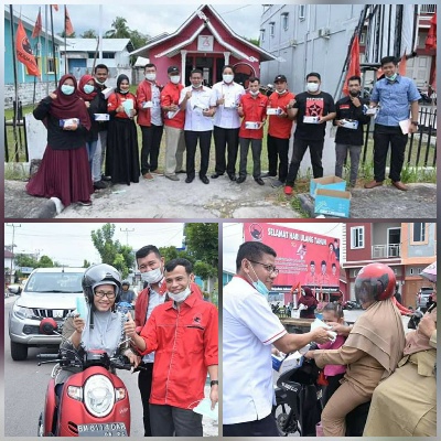 Cegah Covid- 19 Keluarga Besar DPC PDI-P Bagi-bagi Masker