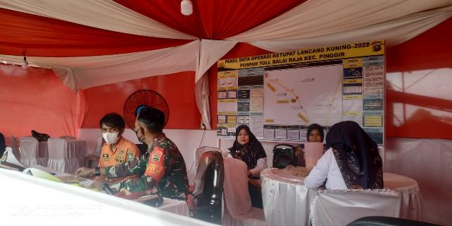 Pelda Armen Lakukan Pengamanan Arus Balik Mudik di Pos Pam Balai Raja
