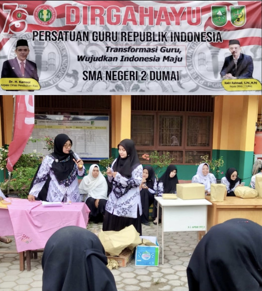 Meriahkan HUT PGRI Ke -  78 , Guru - Guru SMA N 2 Dumai  Saling Tukar Kado Dan Gelar Berbagai Perlom