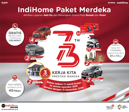 Dalam Menyambut HUT RI ke-73, IndiHome Kembali Meluncurkan Promo IndiHome Paket Merdeka!