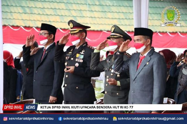 Ketua DPRD Inhil Ikuti Upacara Bendera HUT RI Ke-77